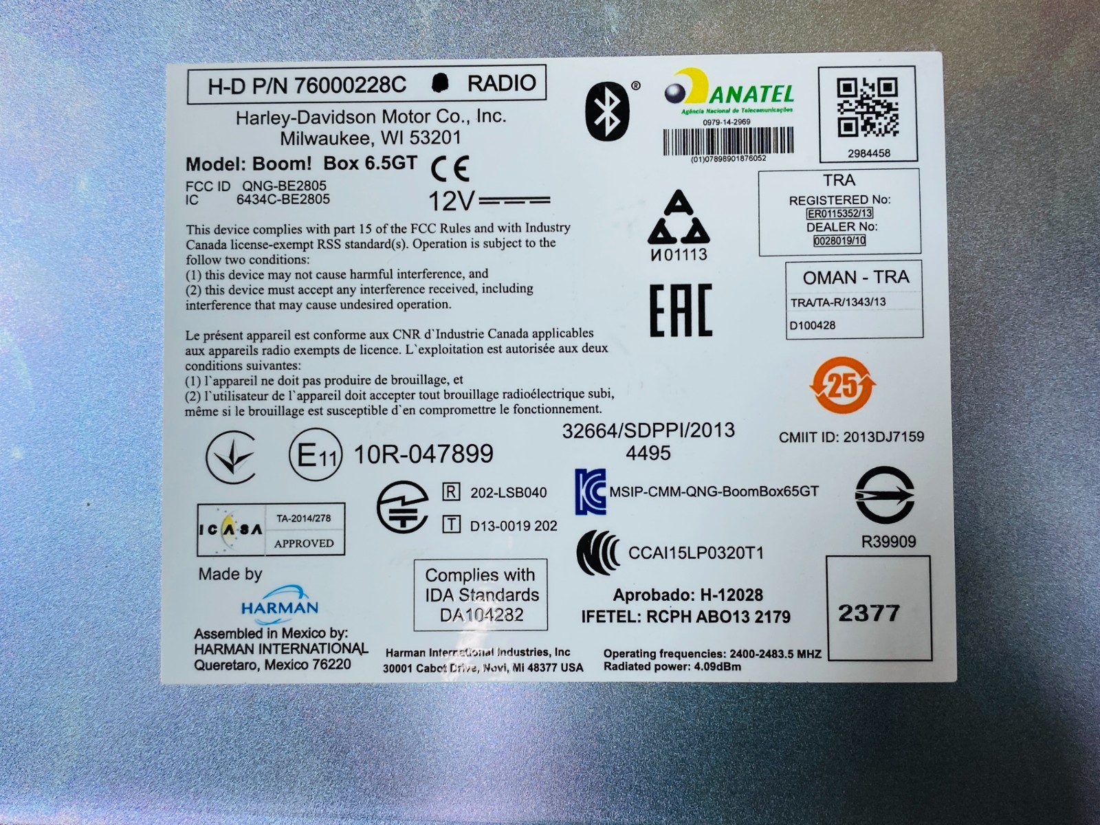 CVO SIRIUS XM OEM 14-25 Harley Boom Box 6.5 GT GPS Radio Navigation W/ XM Module