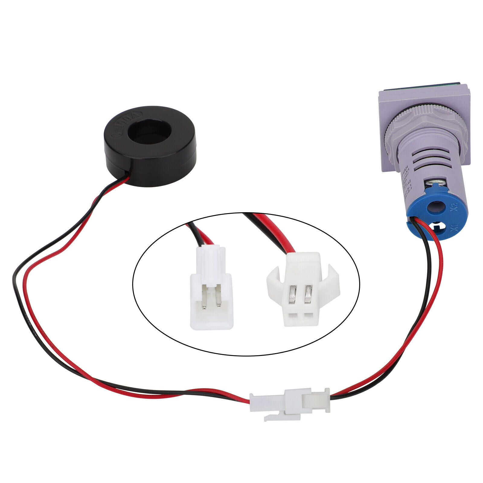 2PC 3-in-1 22mm Digital LED Indicator AC 60-500V 0-100A Volt Amp Frequency Meter