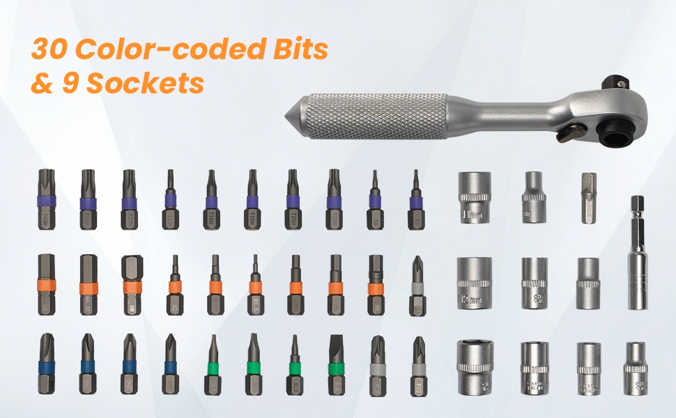 42piece Precision Ratchet Screwdriver Set Repair Tool Kit Torque Wrench Sockets