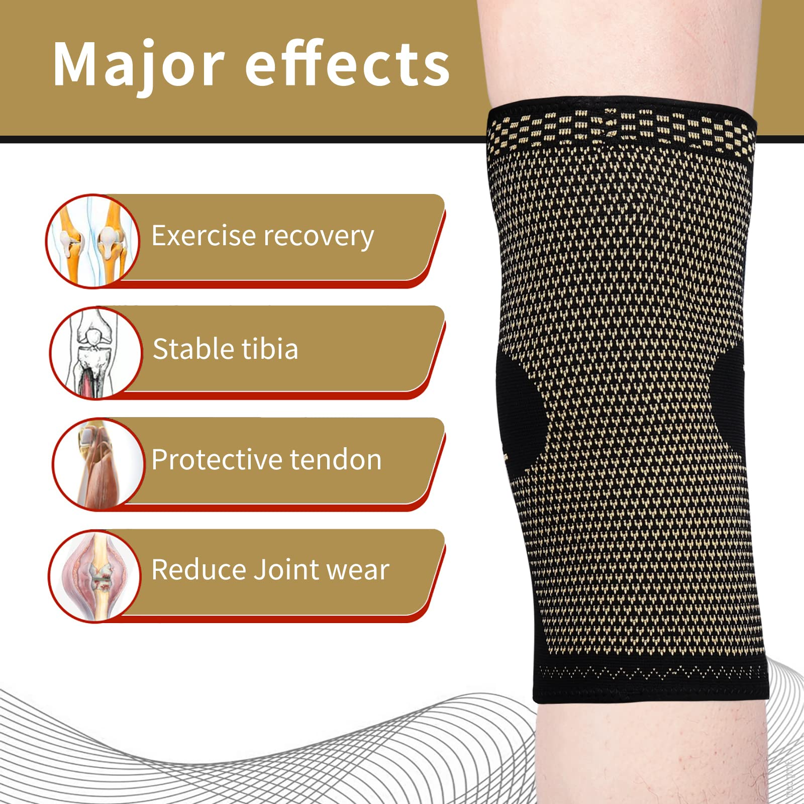 2x Knee Sleeves Copper Silver Compression Brace Support Sport Joint Injury Pain