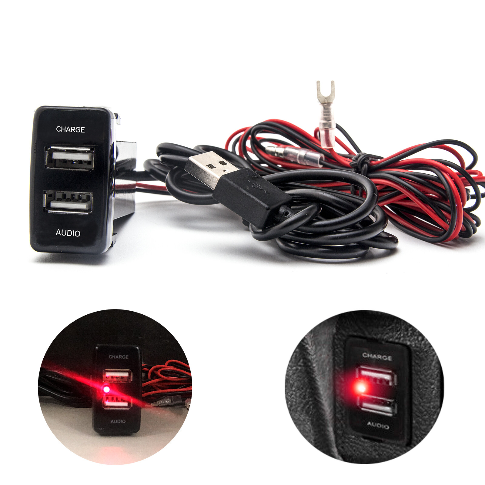 Car Dual USB Charger Socket Audio Port For Toyota 4Runner Highlander FJ Cruiser