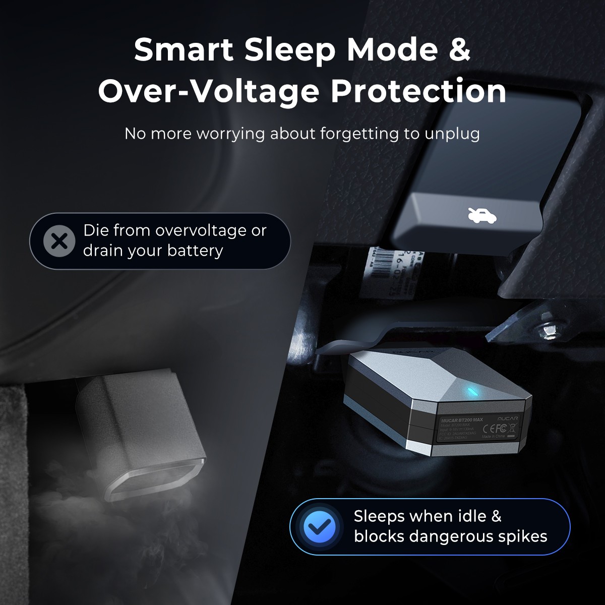 MUCAR BT200 MAX Bluetooth OBD2 Code Reader Scanner Tool Full System AI Diagnose