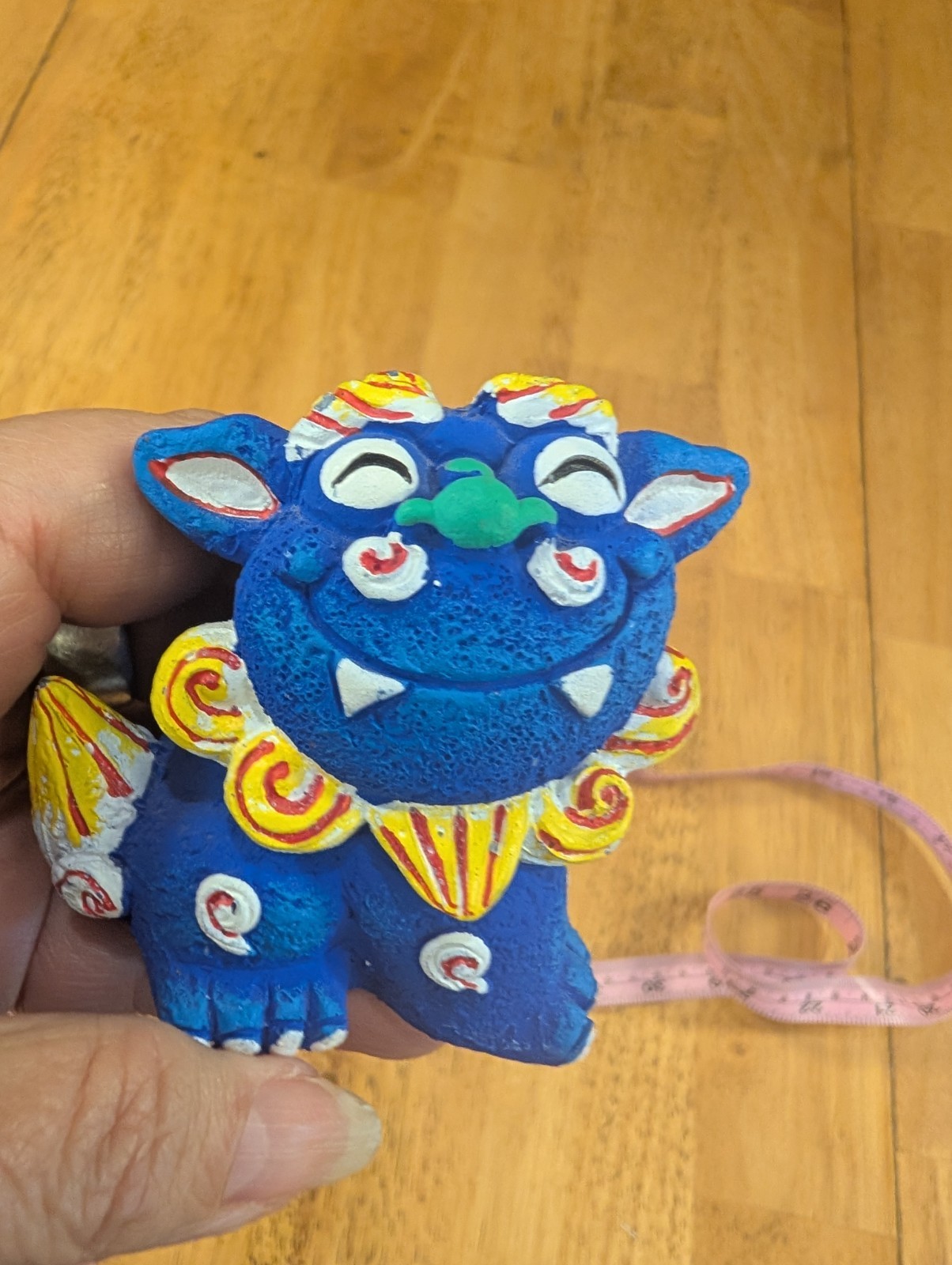 Shisa set of 2 small blue resin guardian foo dog figurines