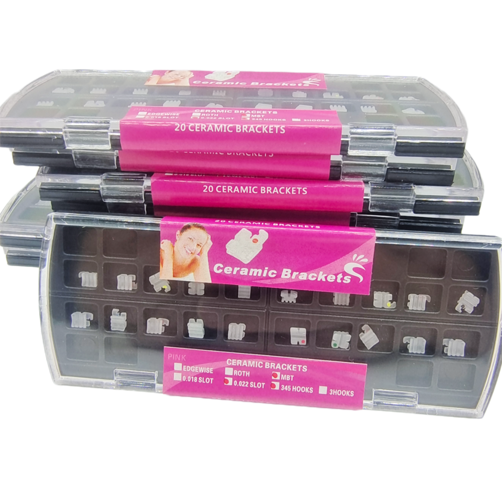 Dental Ortho Brackets Braces Ceramic MBT Slot 0.022 5*5 3 4 5 Hook Orthodontics