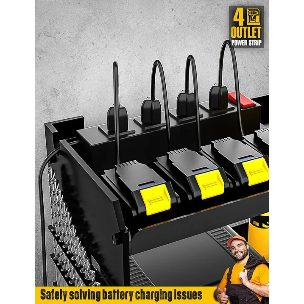 Heavy Duty Power Tool Organizer Drill 25" 3-Layer Holder Wall Mount Storage Rack