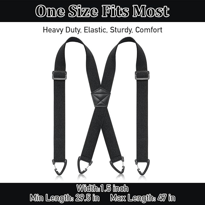 Suspenders for Men Heavy Duty, X Back Hidden Suspender 1.5" Under Clothing