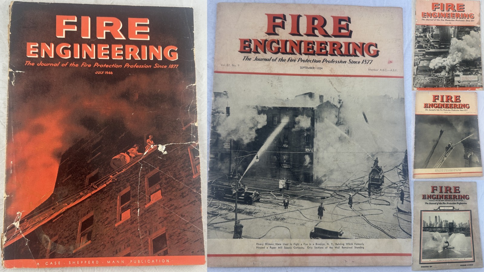 1930s 1940s Lot (5) Magazine Fire Engineering Firefighters Trucks Advertising +