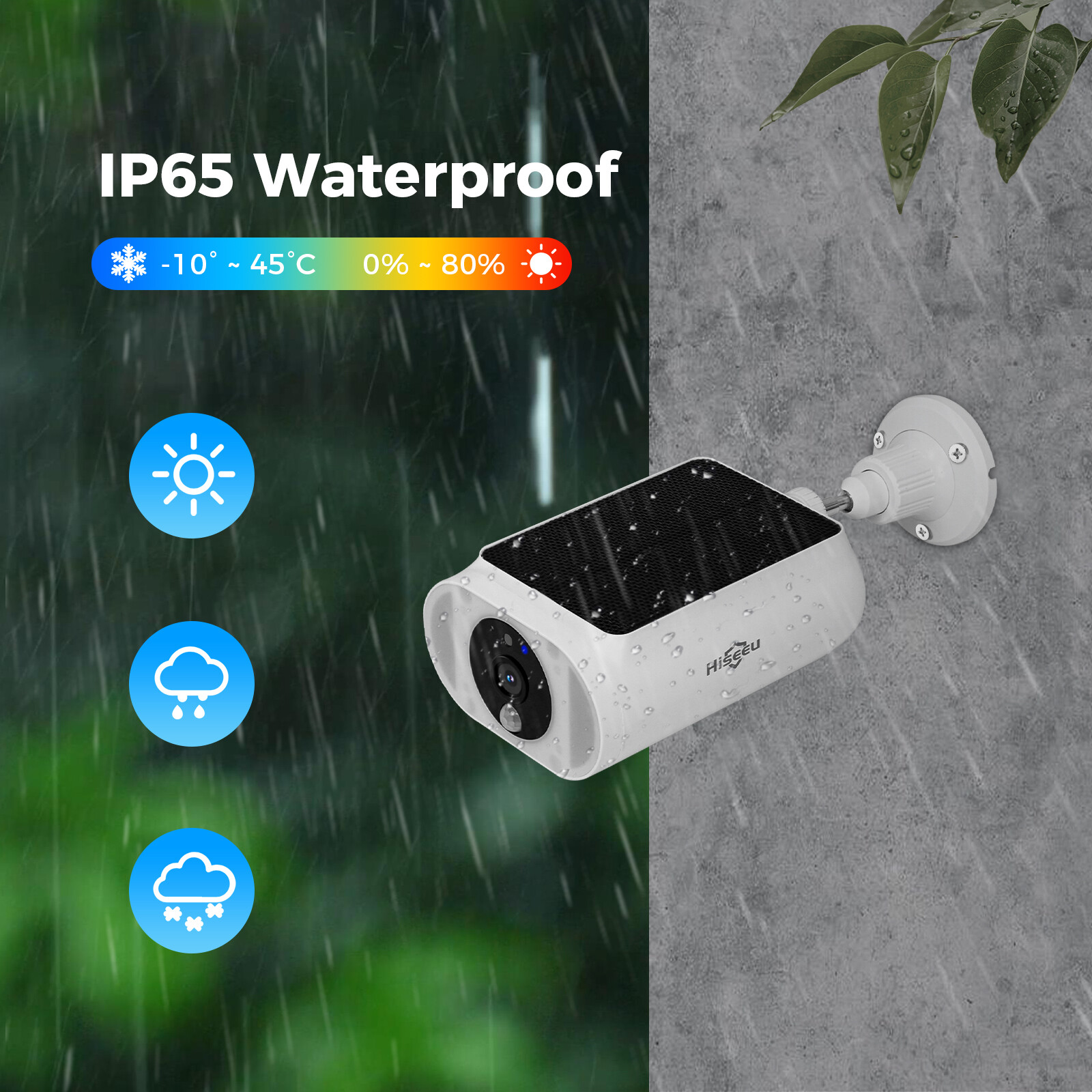 Hiseeu 4MP 10CH Wireless WIFI Solar Battery Powered Security Camera System Audio