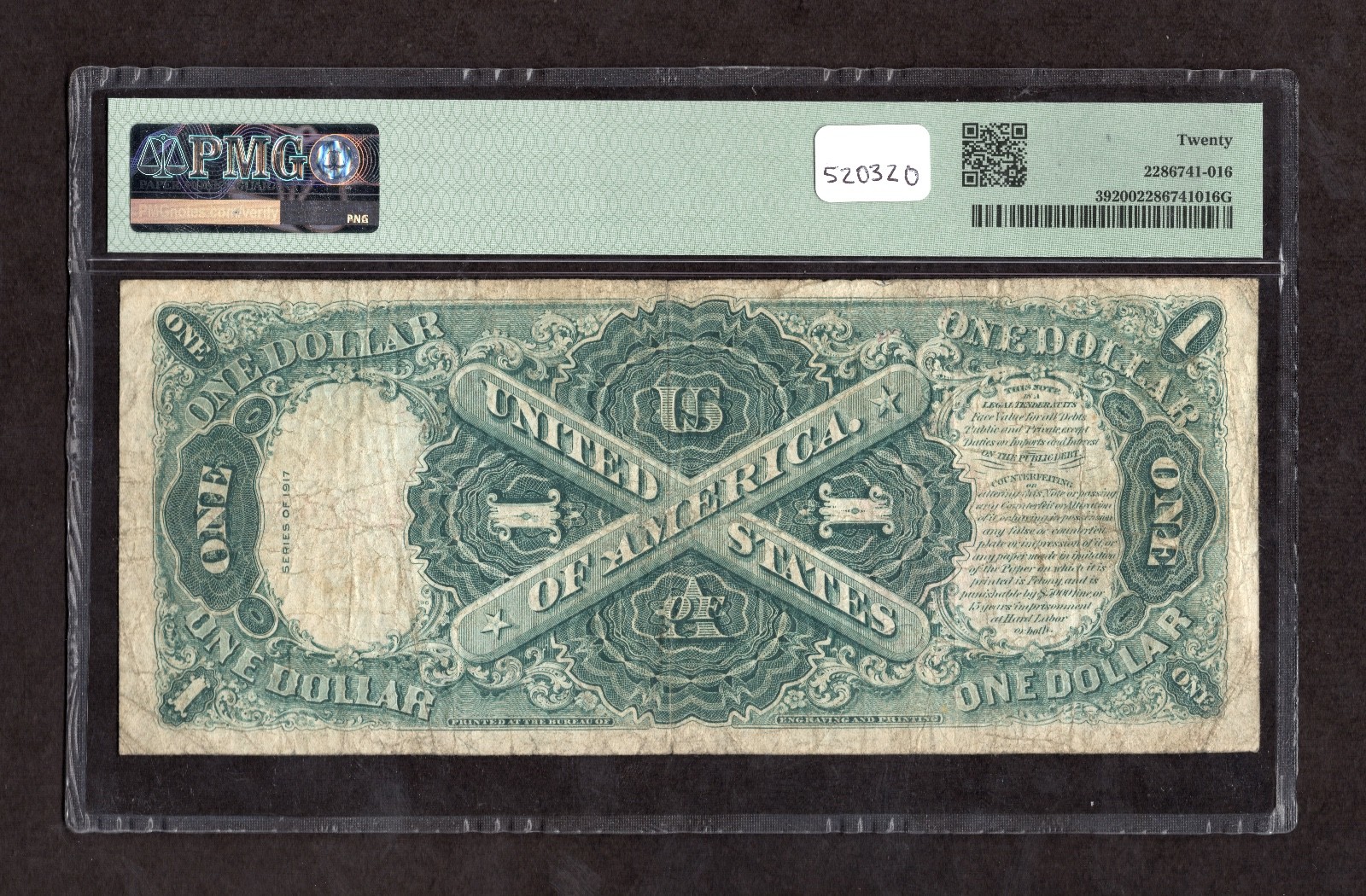 1917 $1 Legal Tender Fr. 39 - PMG 20