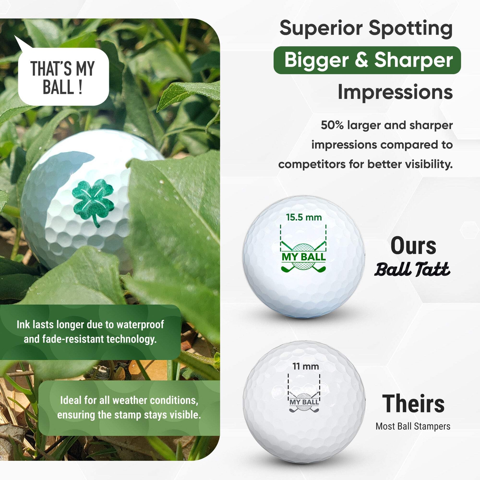 Ball Tatt - Indian Chief Golf Ball Stamp Marker Fast-Dry Self-Inking Ball Stamp