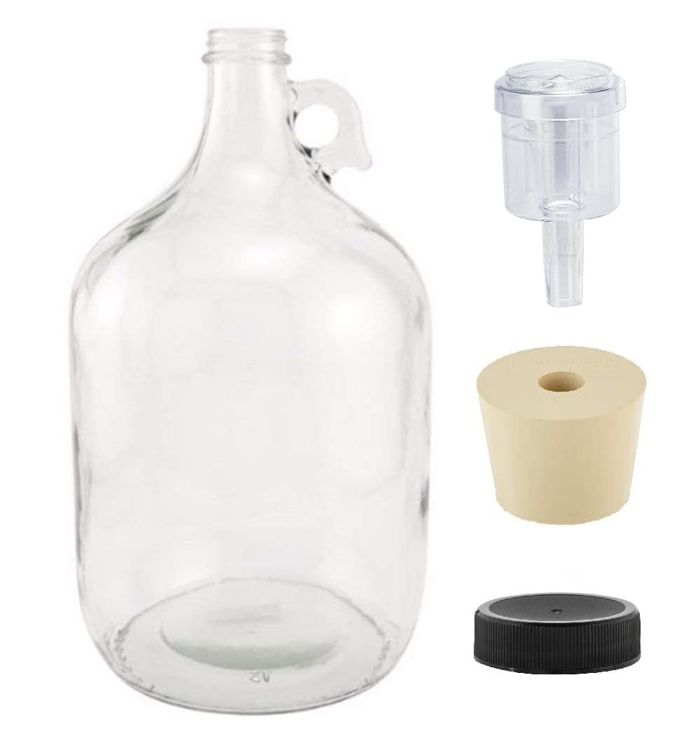 North Mountain Supply 1-Gal Glass Fermenting Jug, Airlock, Stopper, Lid