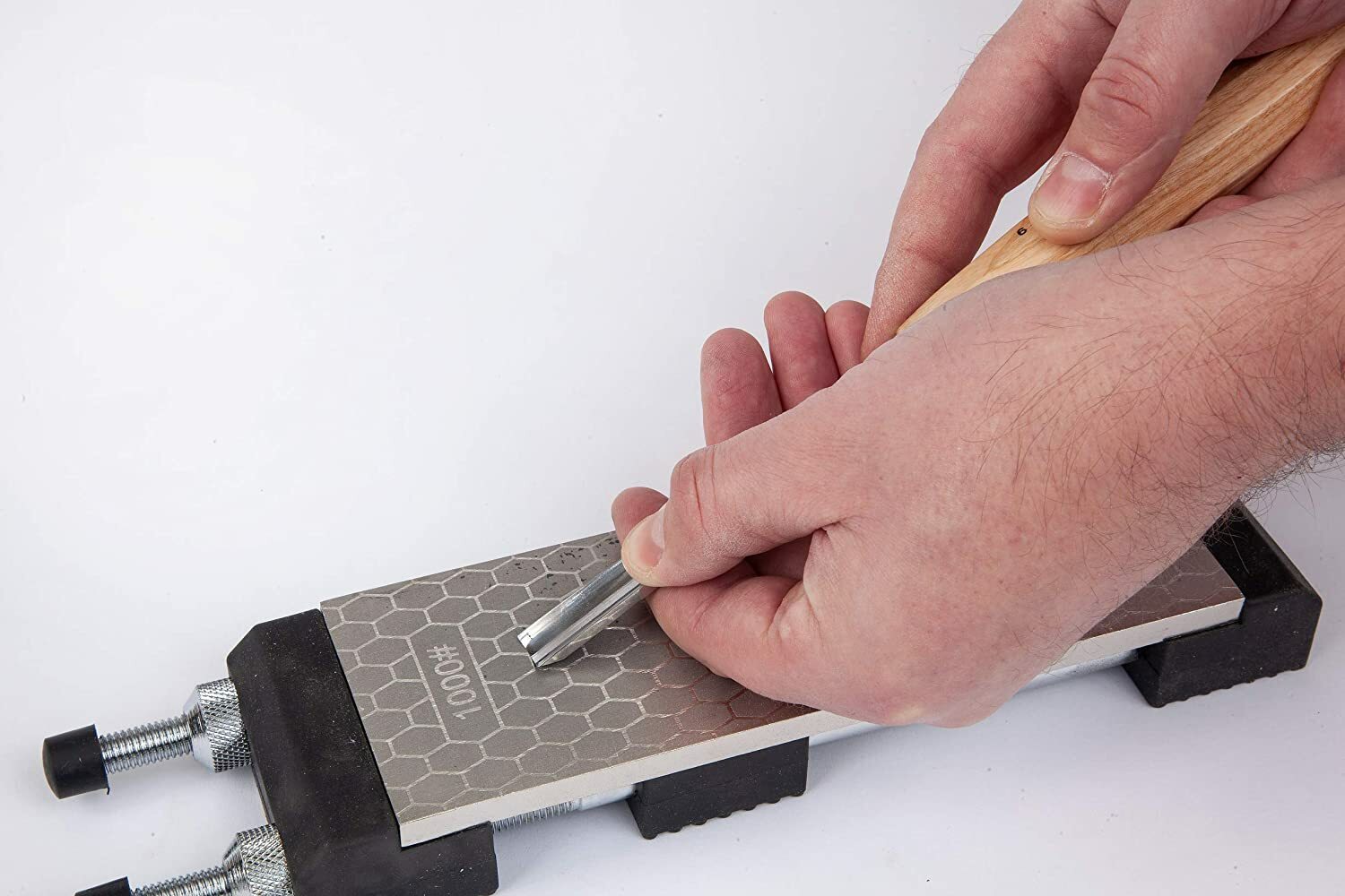 8in Diamond Sharpening Bench Stone Double Sided 400/1000 Grit W/ Non-Slip Holder