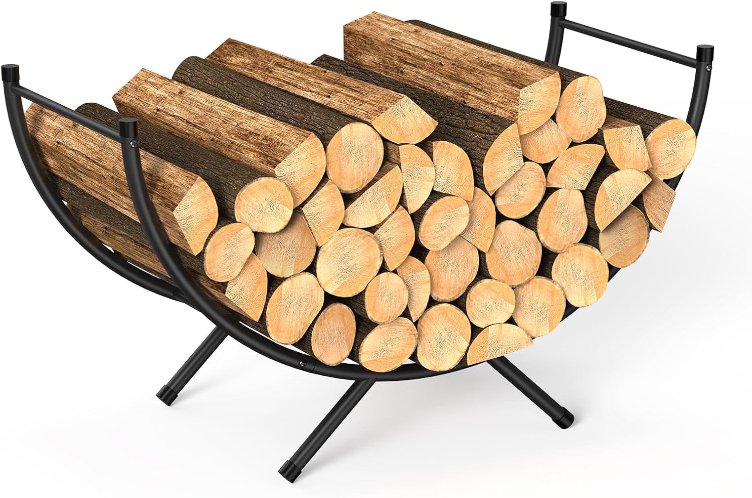 Curved Firewood Rack 33" Heavy Duty Metal Fireplace Log Holder Firewood Storage