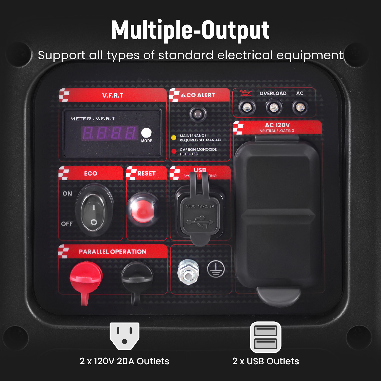 Portable Gas-Powered Inverter Generator 2850W 120V Super Quiet For Camping