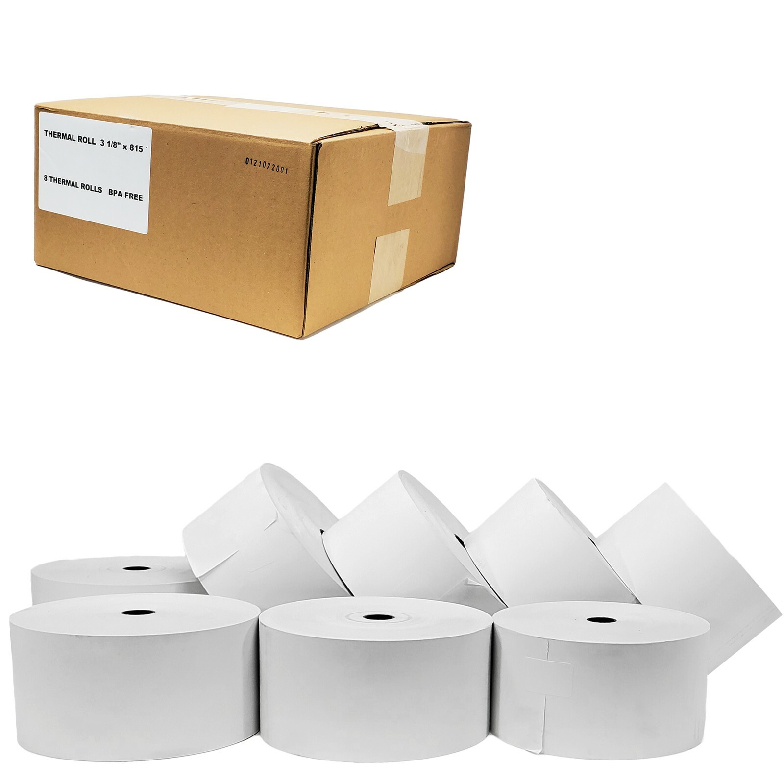 3 1/8" X 815' HEAVY WEIGHT THERMAL ATM RECEIPT PAPER BPA FREE- 8 ROLLS/CASE