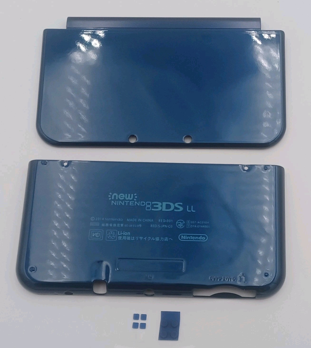 New Nintendo 3ds Xl LL Blue Replacement Shells Front/Rear+Rubbers + Screws+Label
