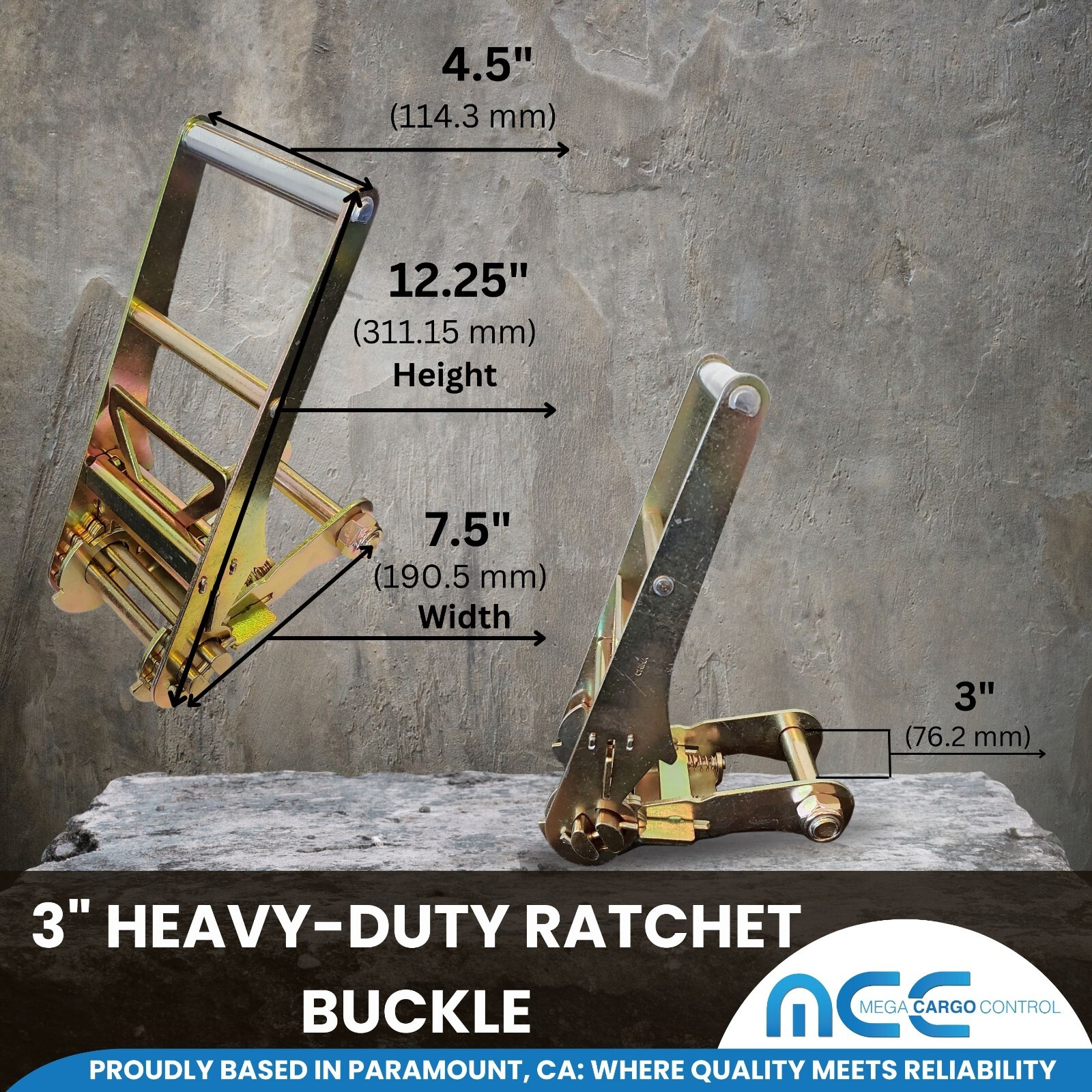 2 Pack 3" x 30' Ratchet Strap w/ Chain Extension Flatbed Truck Trailer Tie Down