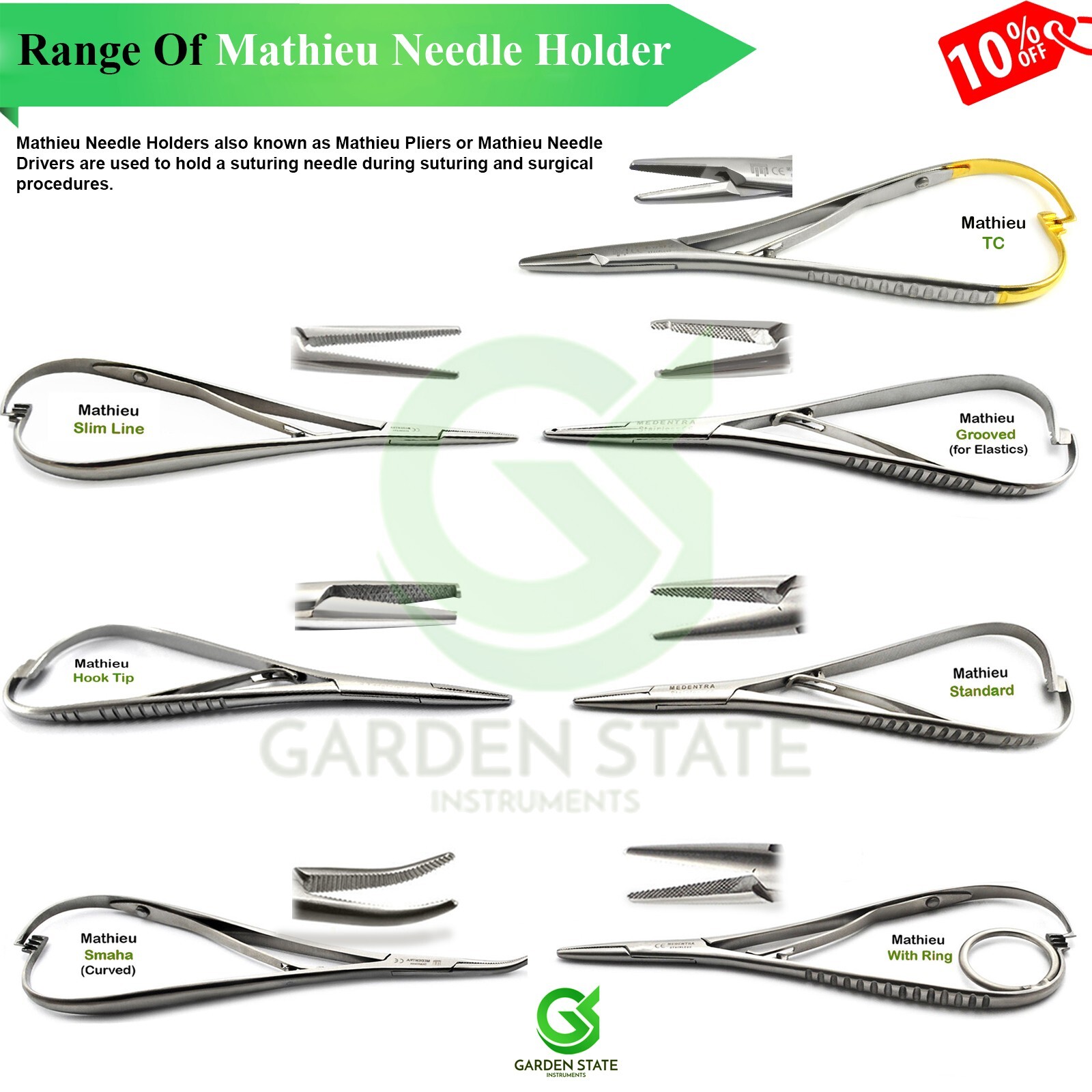 Alicates para ligaduras ortodoncia pinzas quirúrgicas Mathieu para sutura dental