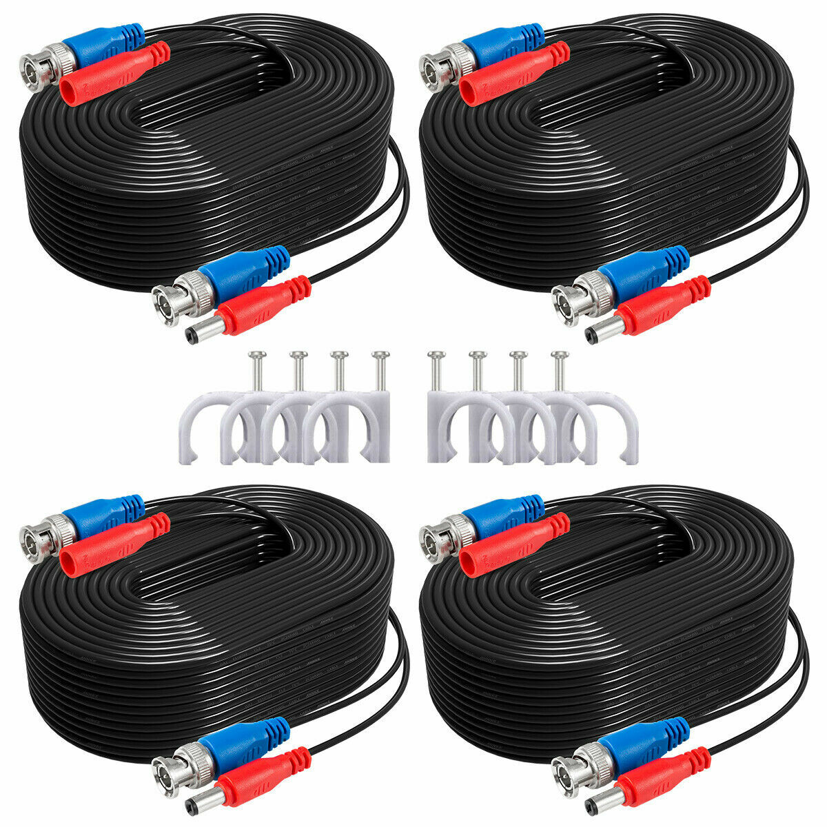 4pcs 100ft Video Power Cable BNC RCA Cord Wire for CCTV Security Camera System