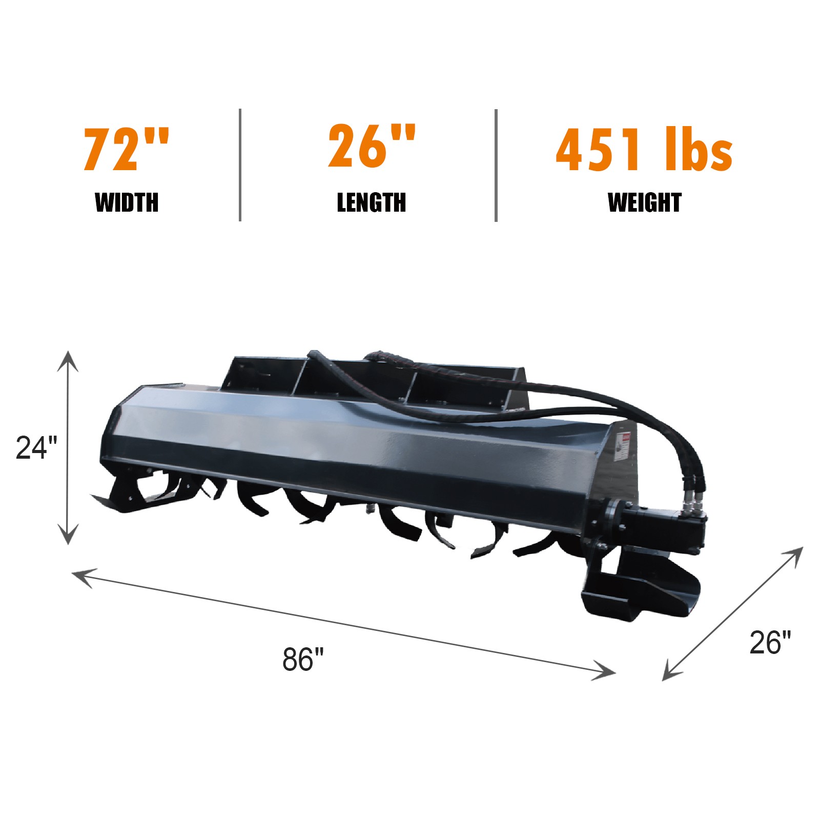 Wolverine TL-12-72 Skid Steer Attachments72"Heavy Duty Rotary Tiller Cultivator·