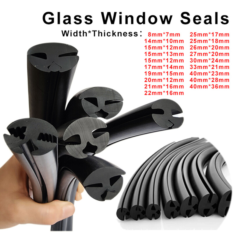 Rubber Window Windscreen Glass Seal Slot Waterproof Rubber Clip Width 8mm~40mm