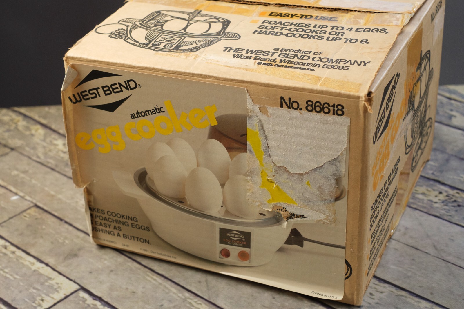 WEST BEND Automatic Egg Cooker 86618 NOS Original Box Instructions Vintage