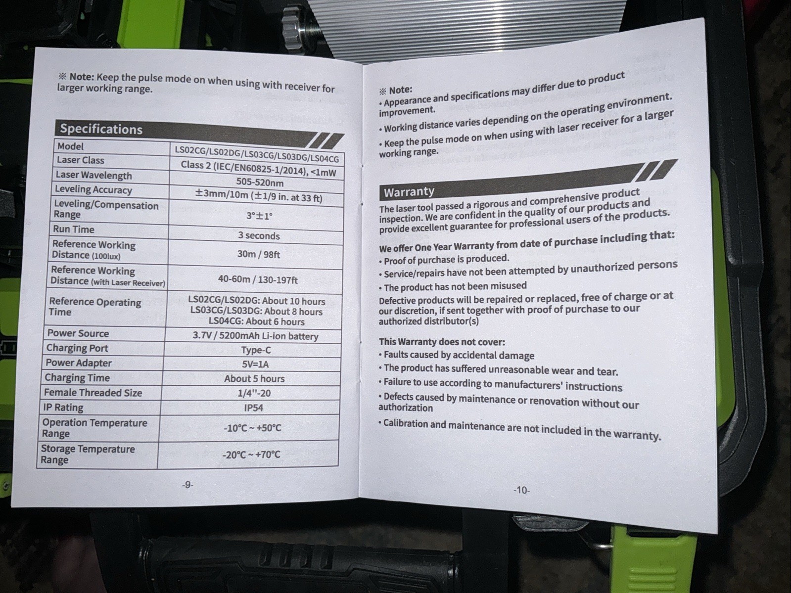 Huepar 4D 360 Self-Leveling Cross Line Laser Level New With Case LS04CG