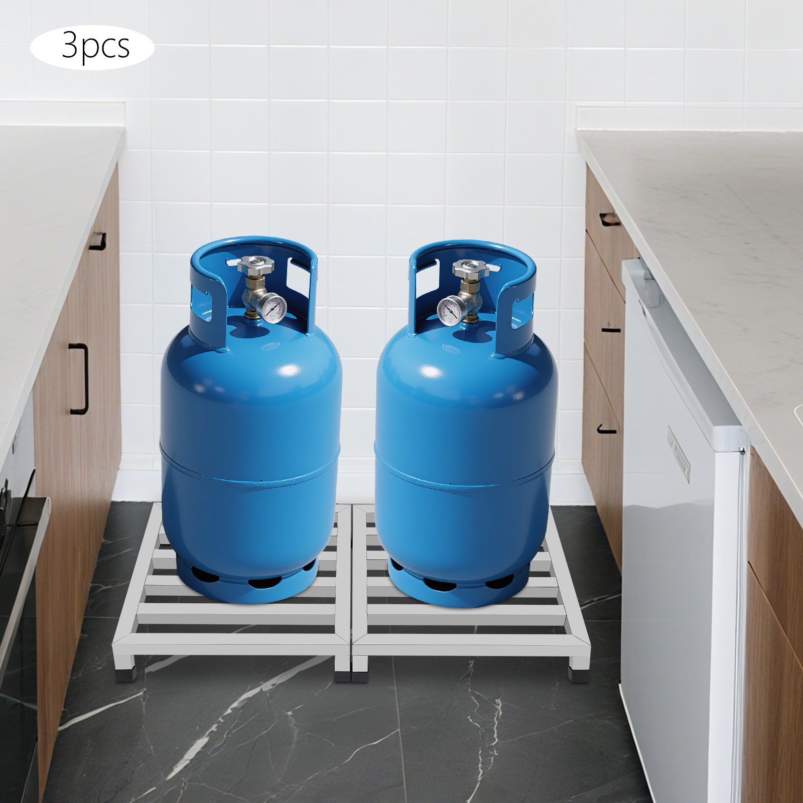 3Pcs Dunnage Stainless Steel Shelves Plants Display Rack Flower Showing Stand