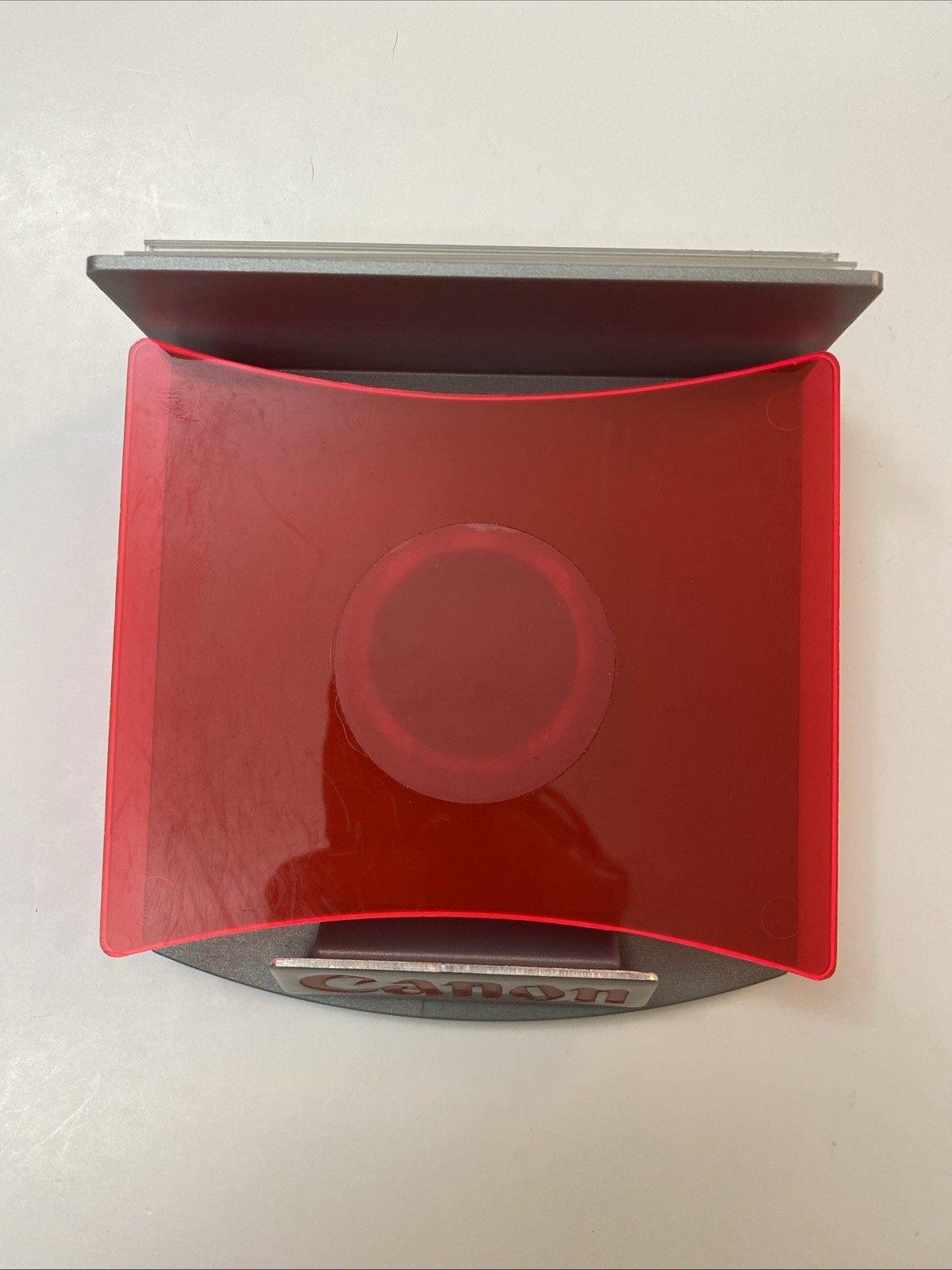 Canon Camera Dealer Display Stand Neon Red | Store Advertising Lens Platform