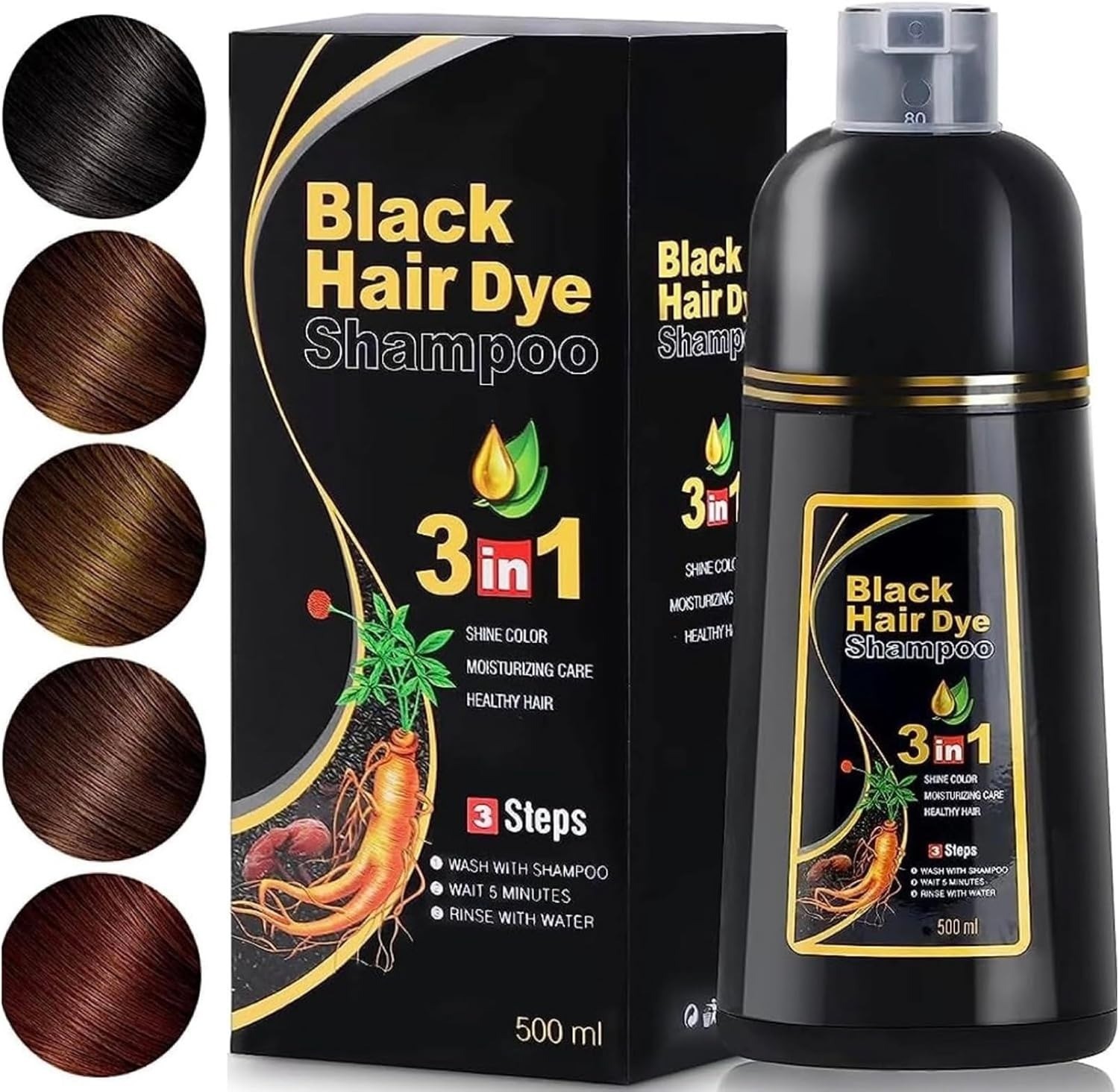 Hair Dye Shampoo 3 in 1 Hair Shampoo Instant Hair Dye Herbal Ingredients Gift US