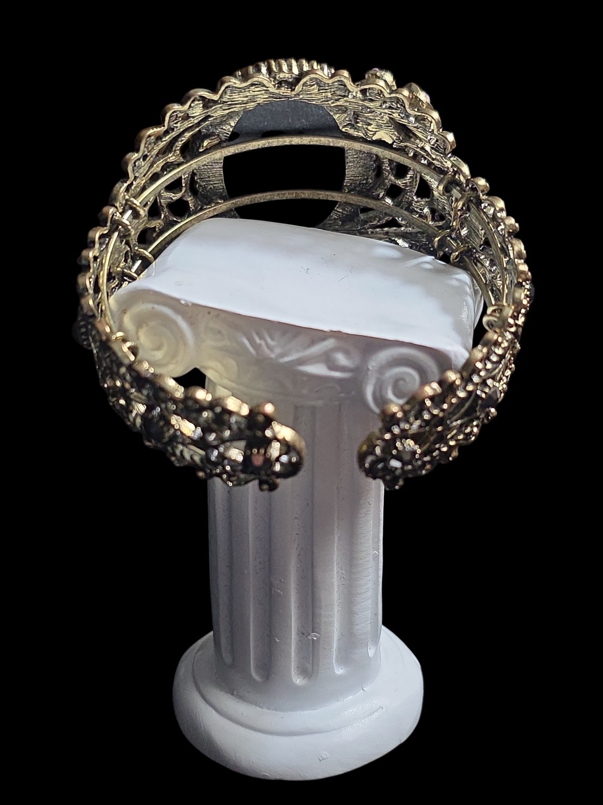 Vintage Victorian Rivival Cameo Rhinstone Large Cuff Bracelet