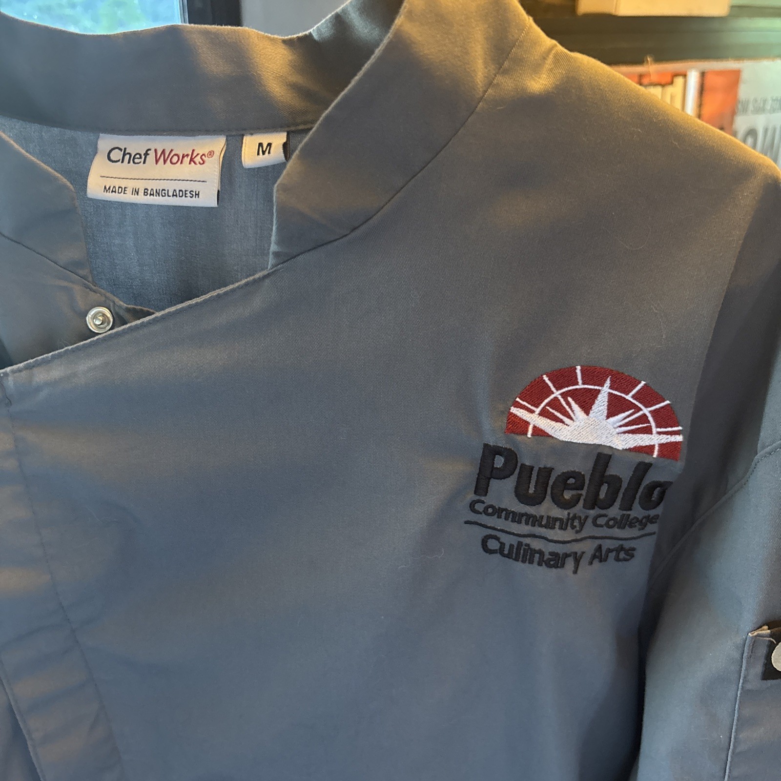 Chef Works Hartford chef coat gray unisex cook shirt, size M