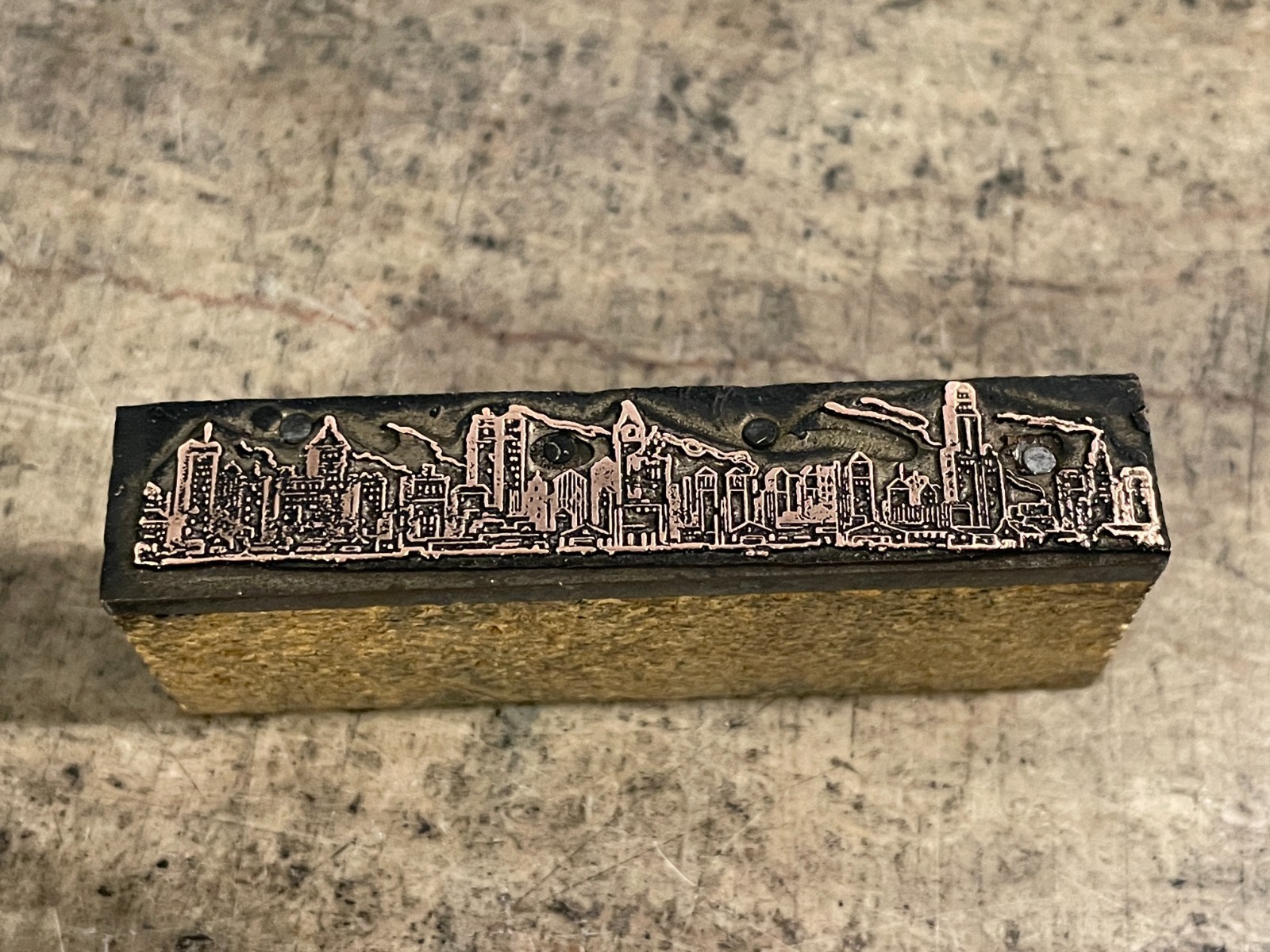 Printing Letterpress Printers Block Copper Cityscape / City Skyline (1151)