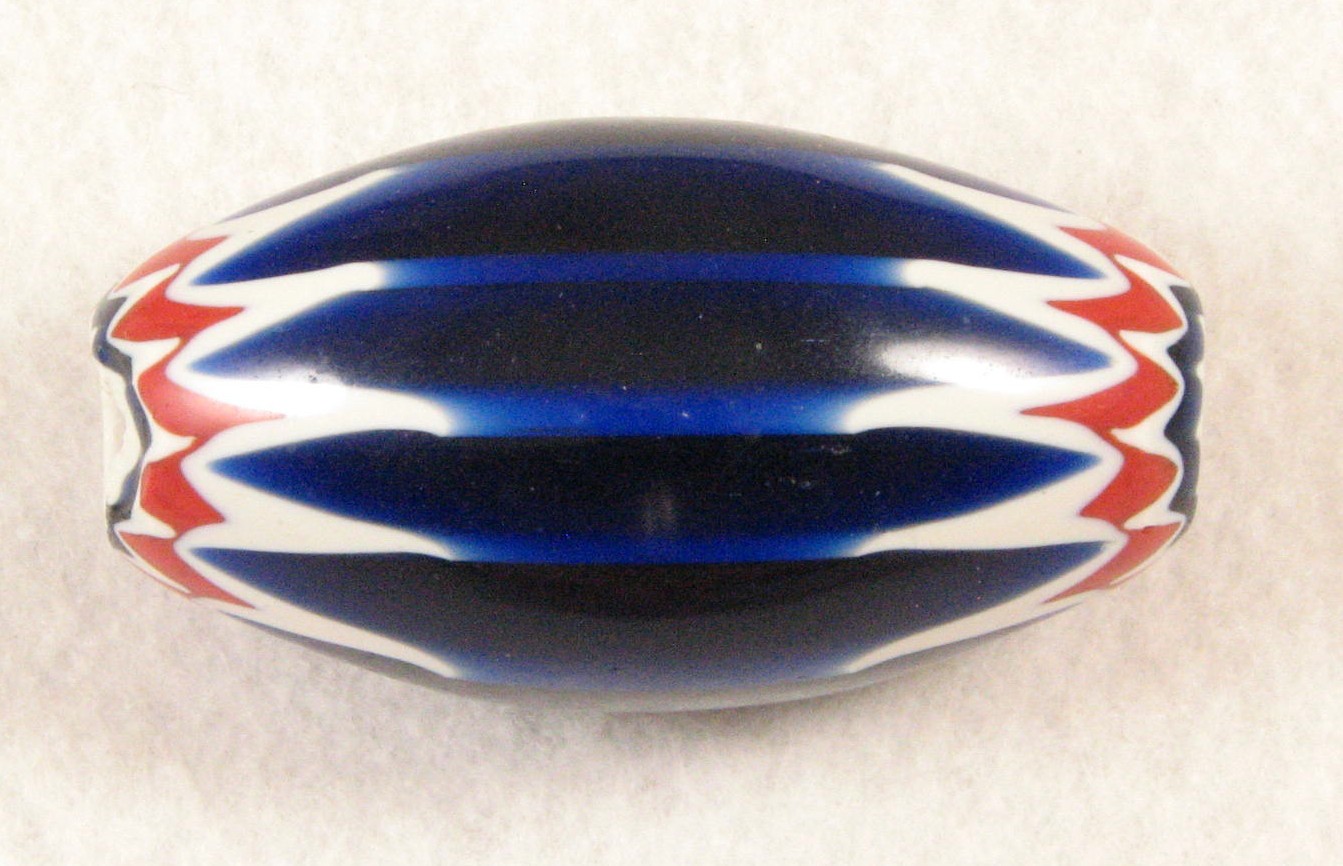 Huge Six Layer Blue Chevron Bead 27 by 49 mm