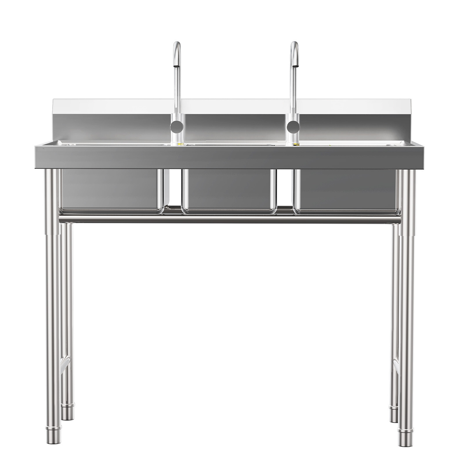 Commercial Stainless Steel 3-Compartment Sink for Kitchen & Catering Use