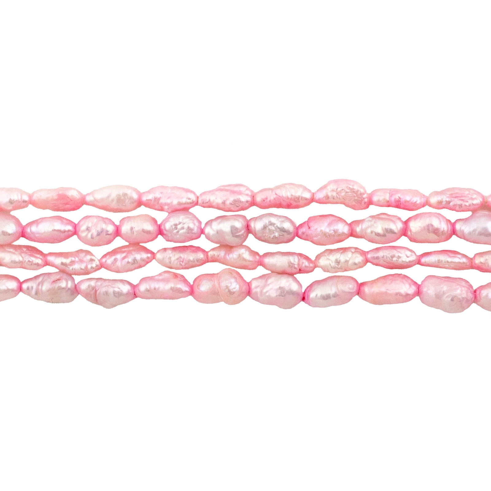 Bright Pink Vintage Japanese Rice Pearl Beads 4mm Oval 16 Inch Strand