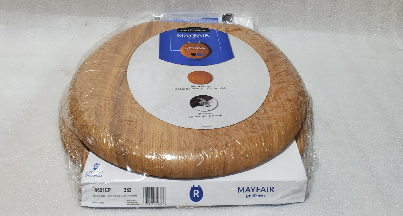 NEW Mayfair Natural Reflections Round Toilet Seat Natural Oak Wood Veneer Finish