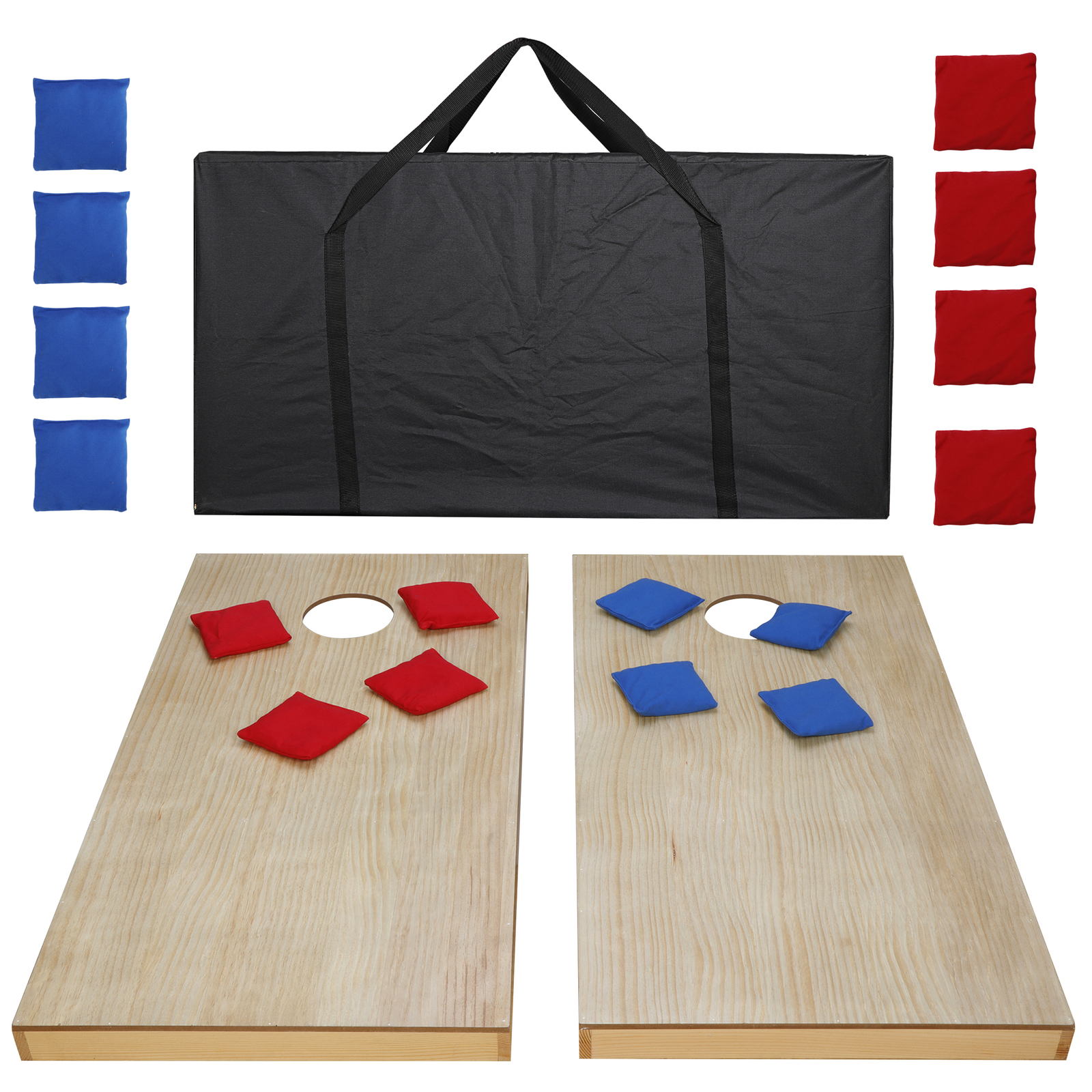 Cornhole Game Set 4x2FT Regulation Size Wood Cornhole Boards 8 Bean Bags w/ Case