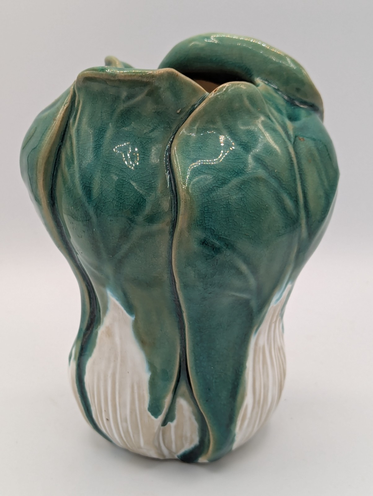 Rare Vintage Chinese Bok Choy Hand-Made Ceramic 6" Vase, Mint