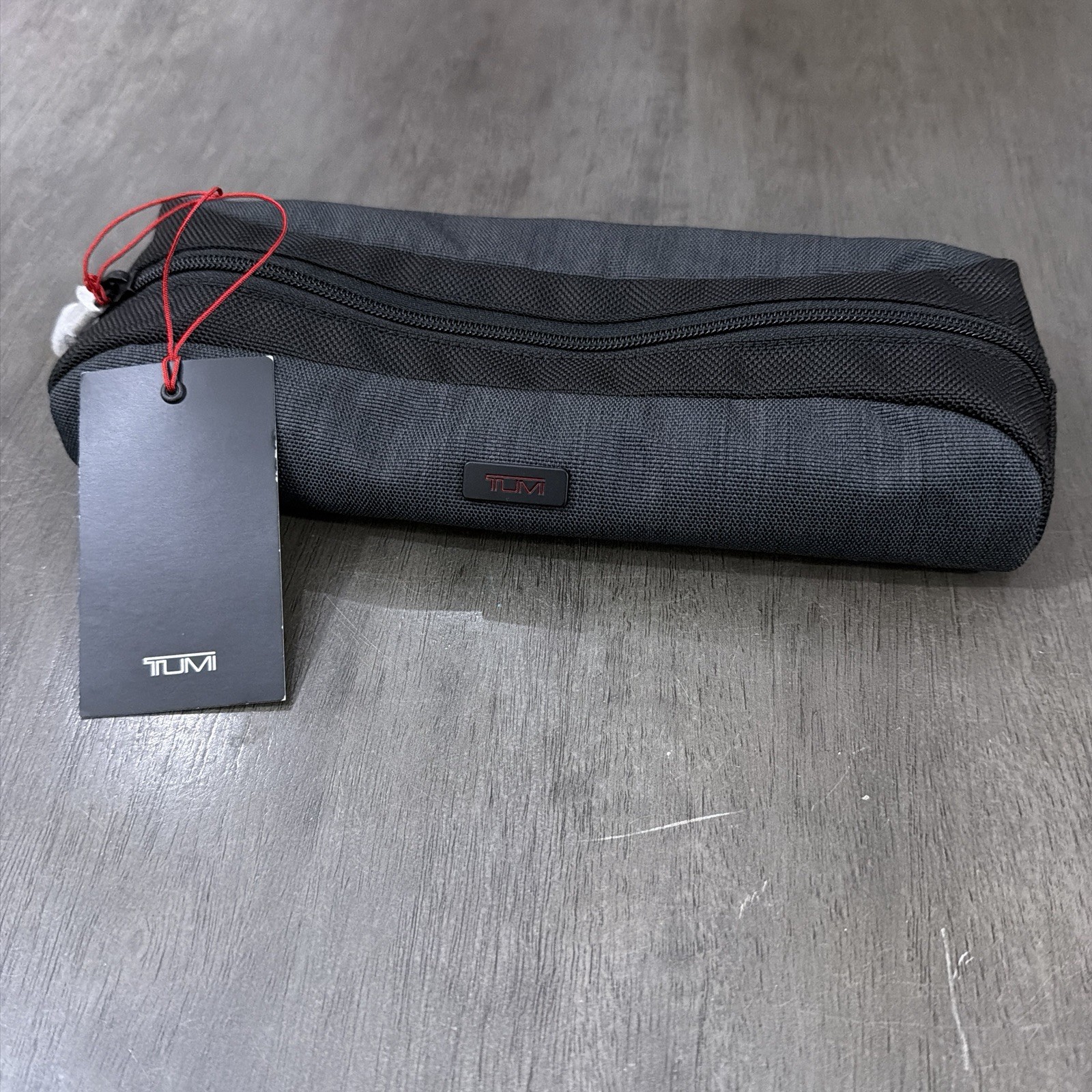 Tumi Travel Accessory Zipper Cord Pouch Bag Charcoal Gray Black NWT