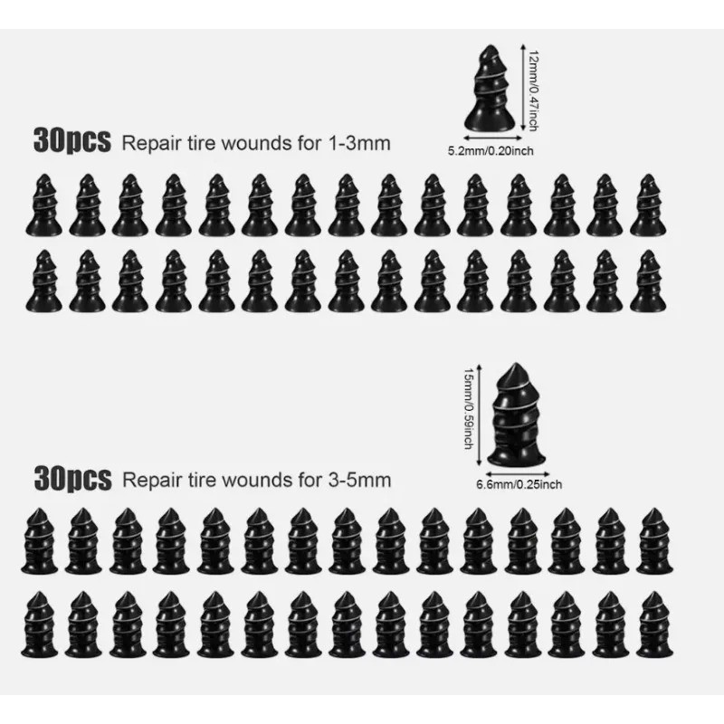 60pcs Car Tubeless Vacuum Tyre Puncture Repair Kit Screw Nails Tire Patch Plug