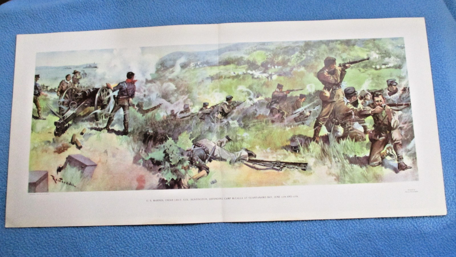 1898 Spanish American War Print - U.S. Marines Defending, Guantanamo Bay, 1898