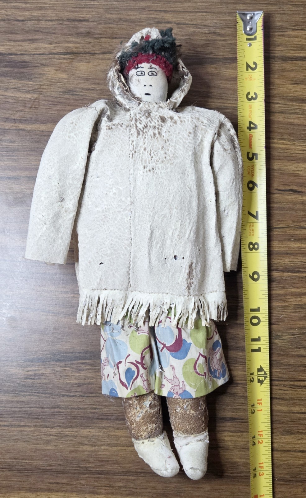 Antique Inuit Handmade Cloth Doll Fur Parka Sealskin Arctic Alaska Native Eskimo