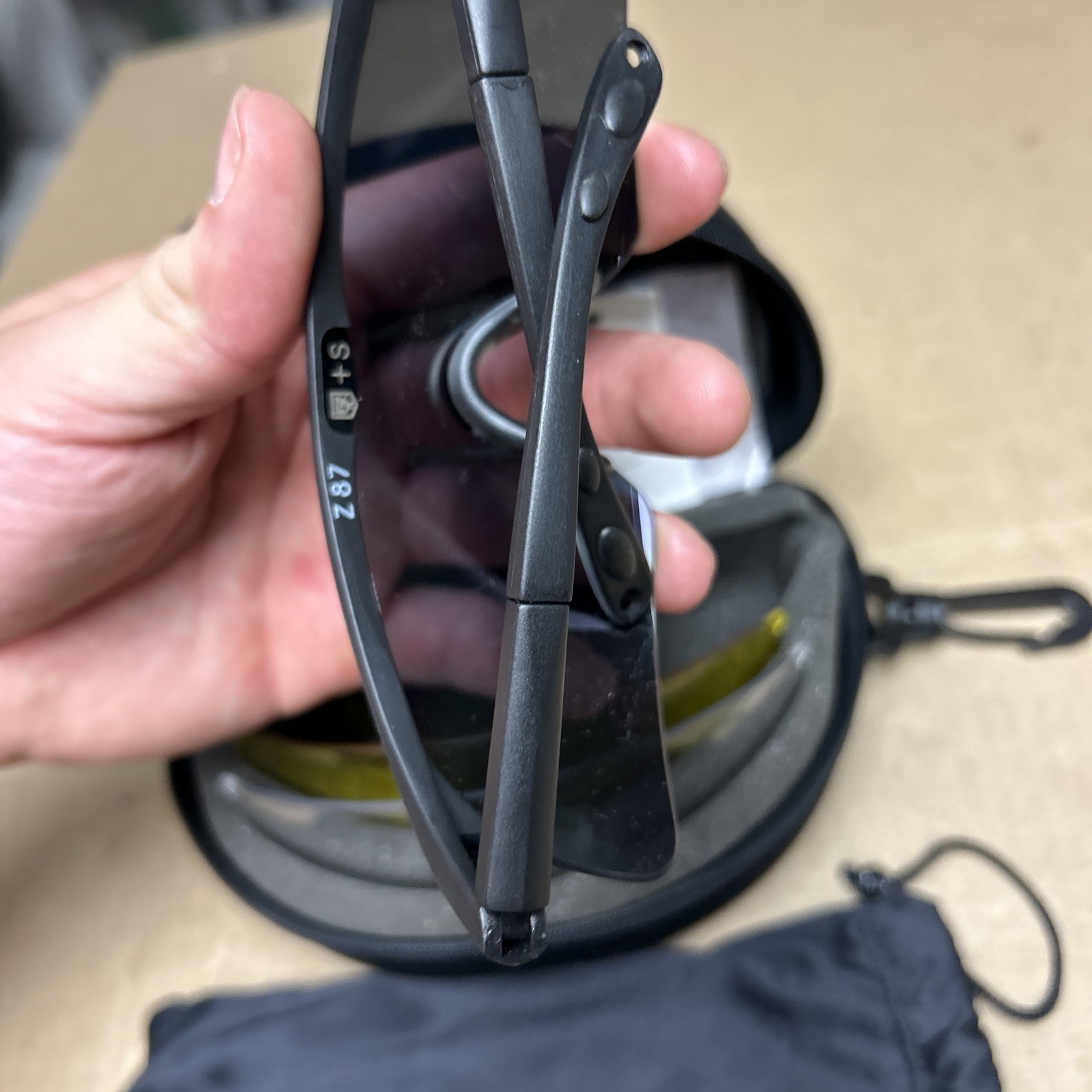 Revision Military Black Safety Glasses With Case And Lens ANSI Z 87 Impact