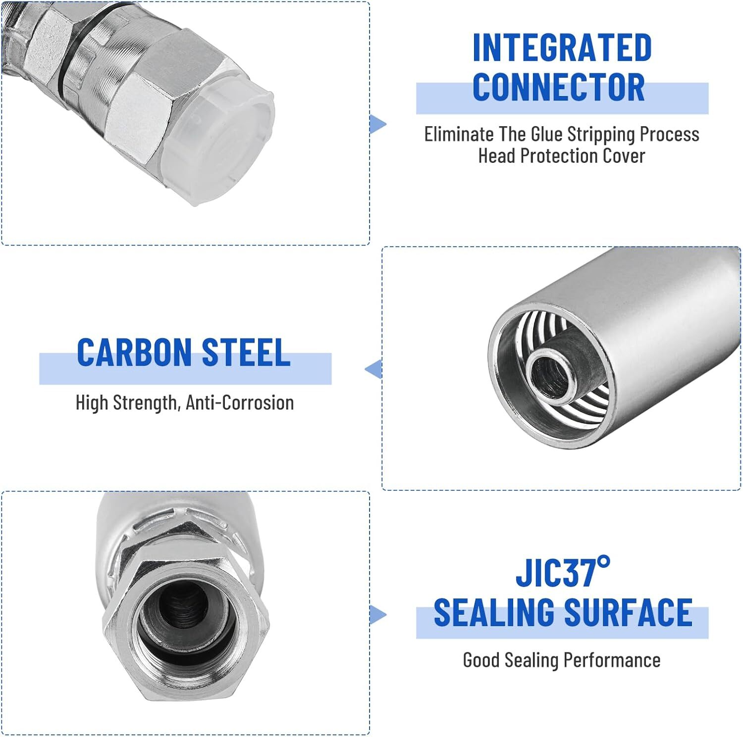 12 New 3/8" Hose x 3/8" JIC 37° Female Hydraulic Hose End Swivel Crimp Fitting