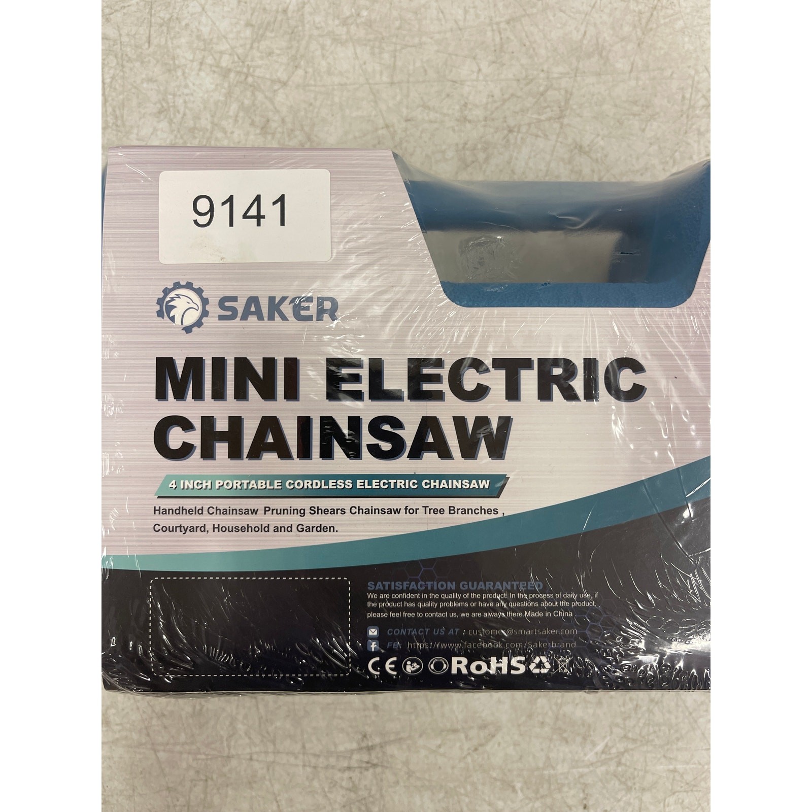 Saker 4" Mini Chainsaw w 2 Batteries & Charger Portable Electric Cordless- Blue