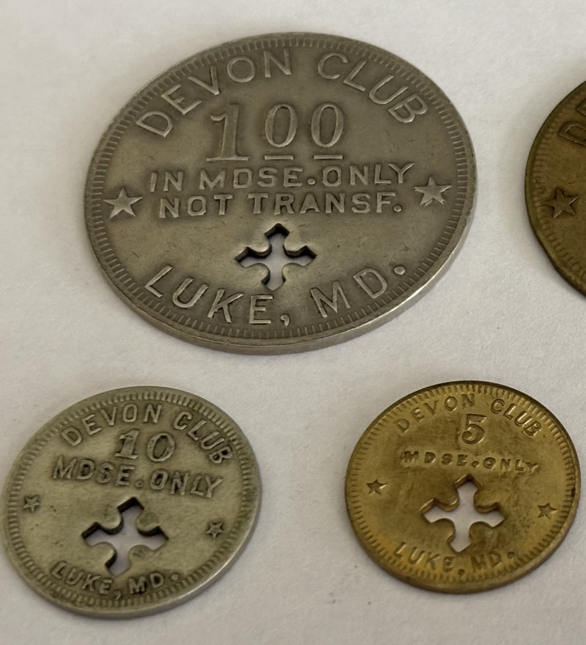 1911 Luke Maryland Devon Clubhouse script Tokens Entire Set coal mine Westvaco