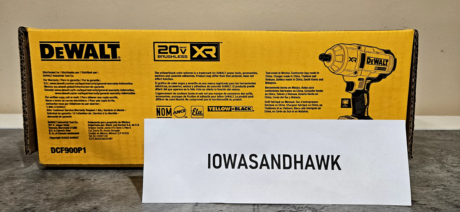 DeWalt 20v Brushless XR 1/2" High Torque Impact Wrench Hog Ring Anvil DCF900P1