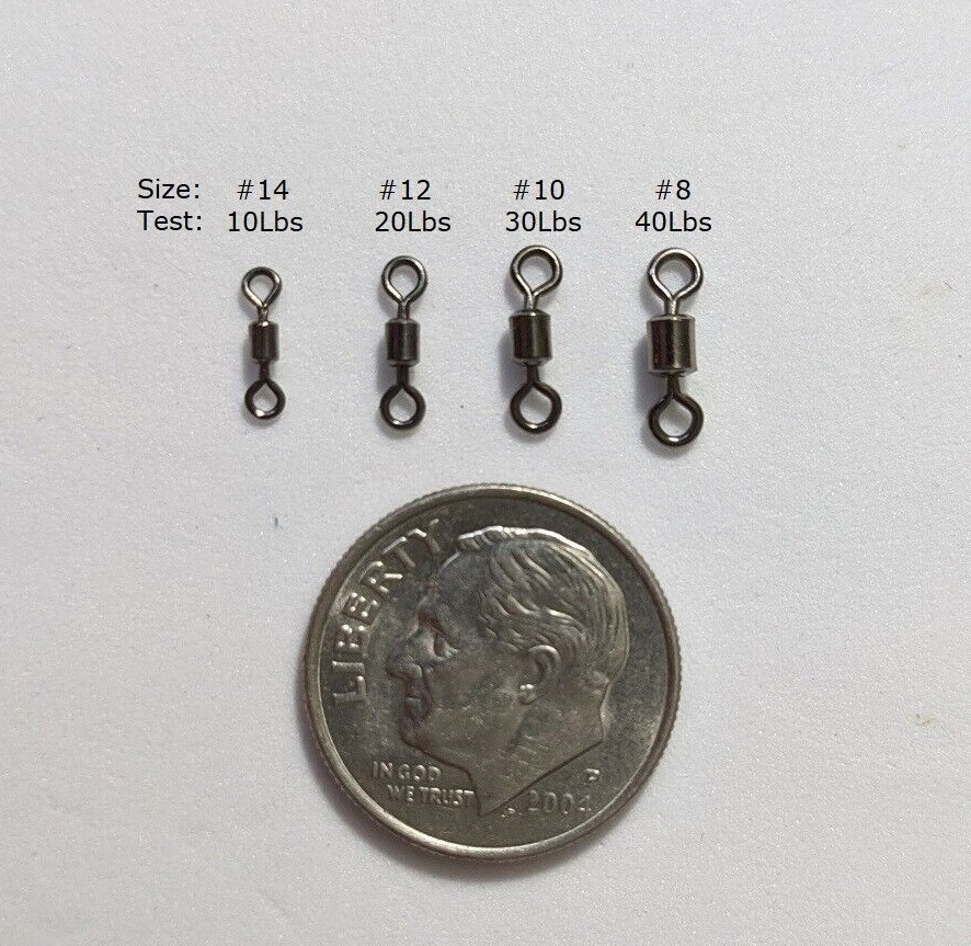 Micro Mini Rolling Barrel Swivels Extra Small #8 #10 #12 #14 Black 40pcs