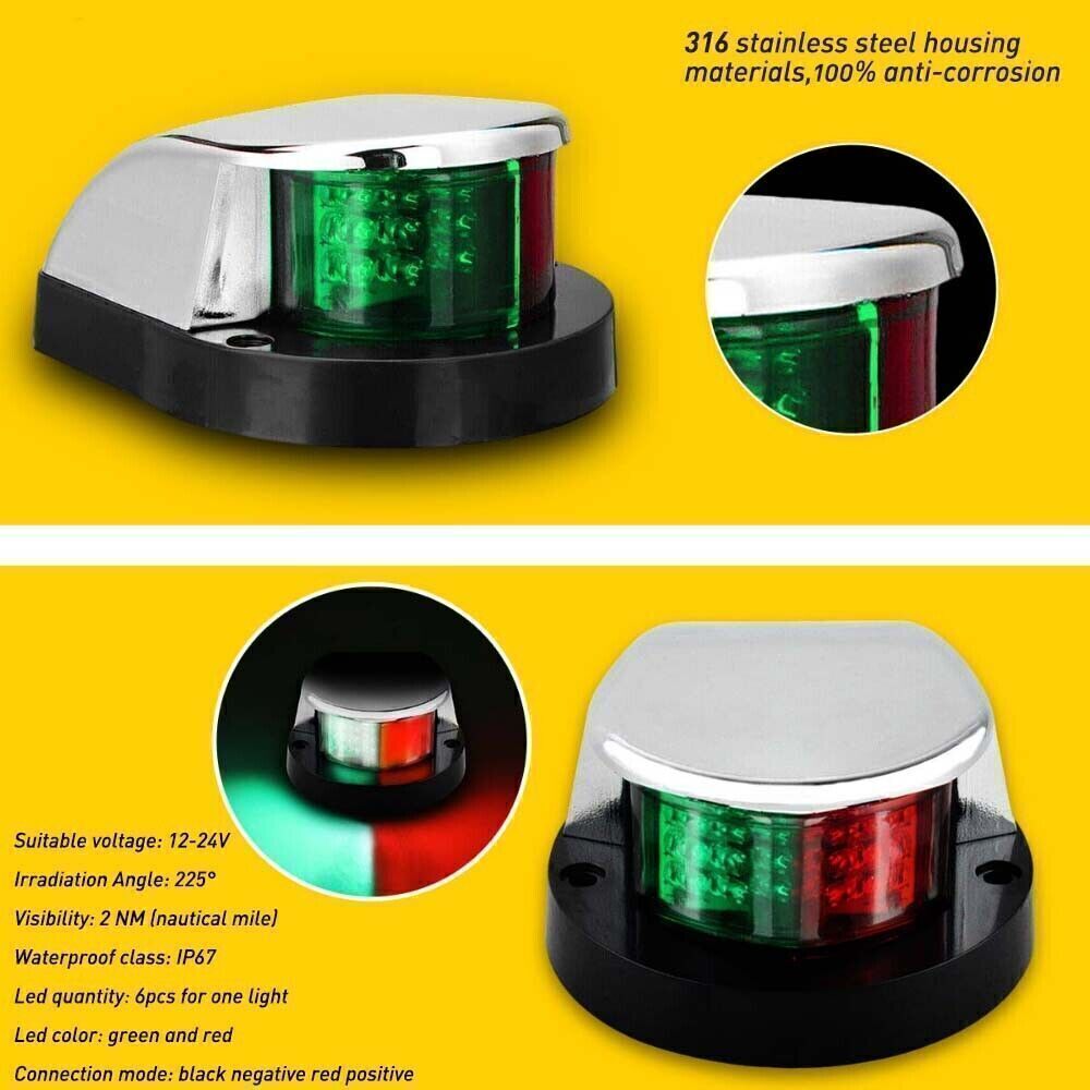 For Boat Navigation Lights Red-Green LED Marine Navigation Light Boat Bow Lights
